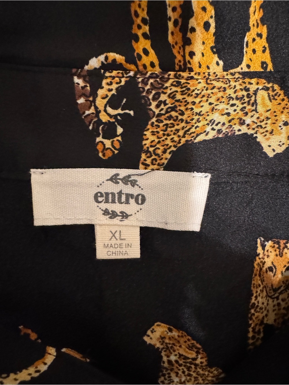 entro Black Top with Gold Leopard Print